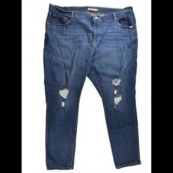 Levi's Denim - Stylish Ripped Blue Jeans - High Rise, Size 24W